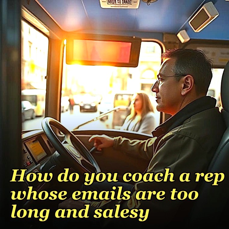 How do you coach a rep whose emails are too long and salesy?