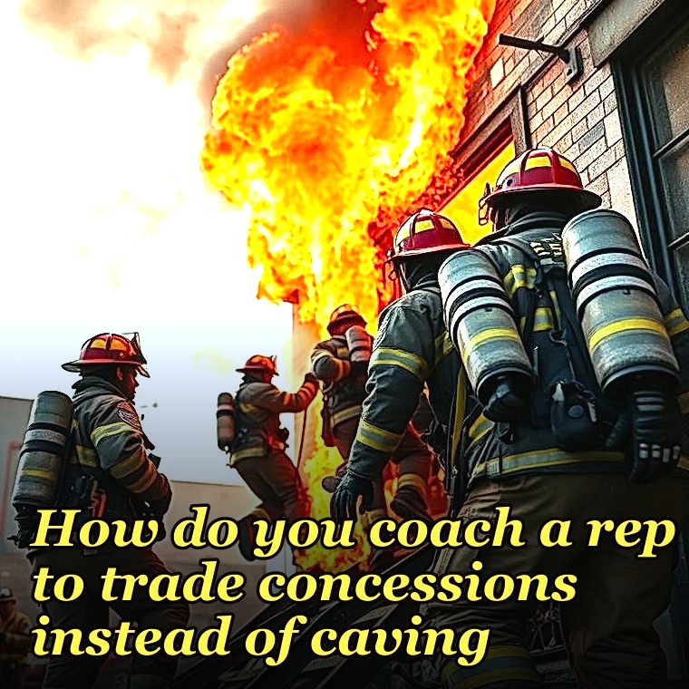 How do you coach a rep to trade concessions instead of caving?