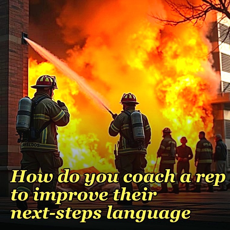 How do you coach a rep to improve their next-steps language?