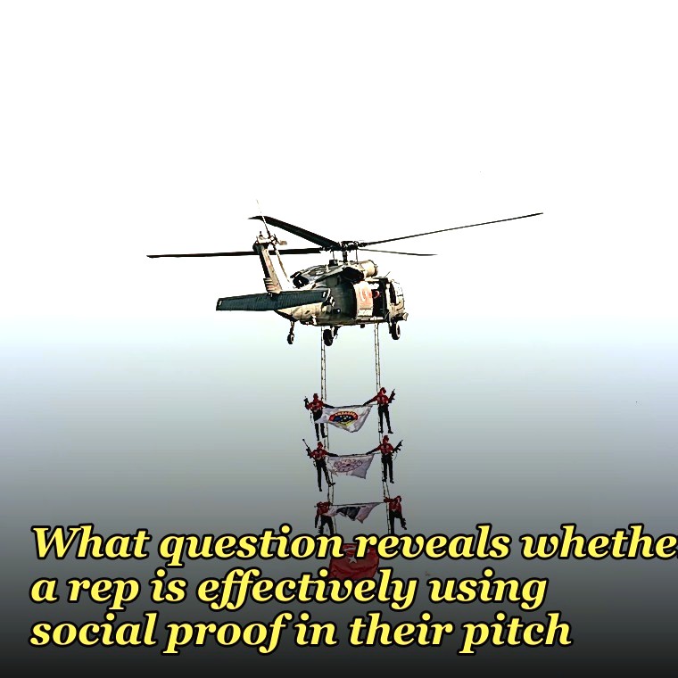 What question reveals whether a rep is effectively using social proof in their pitch?