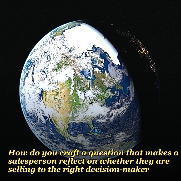 How do you craft a question that makes a salesperson reflect on whether they are selling to the right decision-maker?