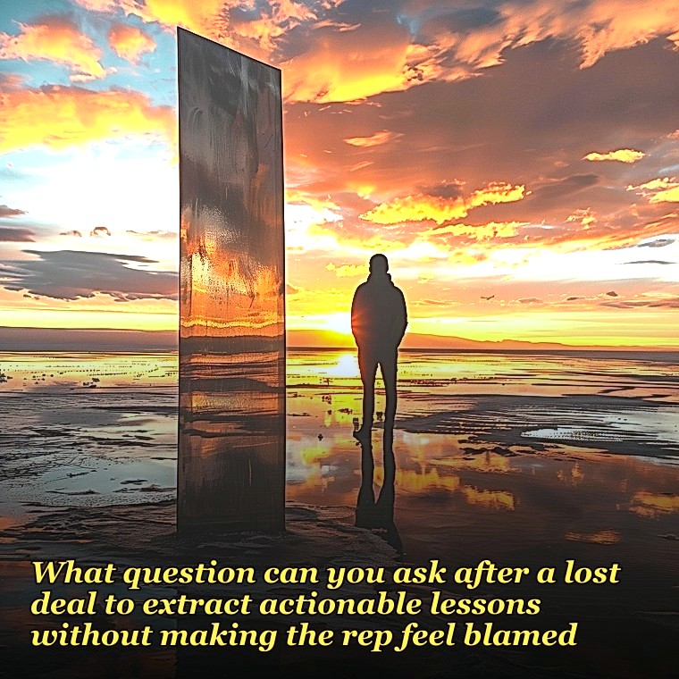 What question can you ask after a lost deal to extract actionable lessons without making the rep feel blamed?