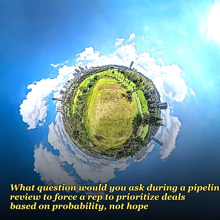 What question would you ask during a pipeline review to force a rep to prioritize deals based on probability, not hope?