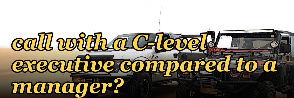 How do you prepare for a call with a C-level executive compared to a manager?