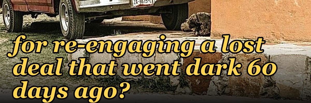 What is your strategy for re-engaging a lost deal that went dark 60 days ago?