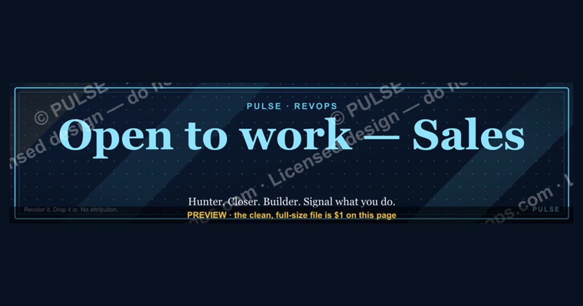 "Open to work — Sales." — LinkedIn Banner