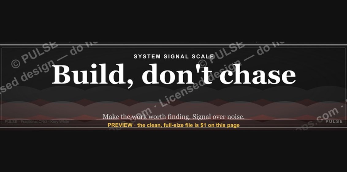 "Build, don't chase." — LinkedIn Banner