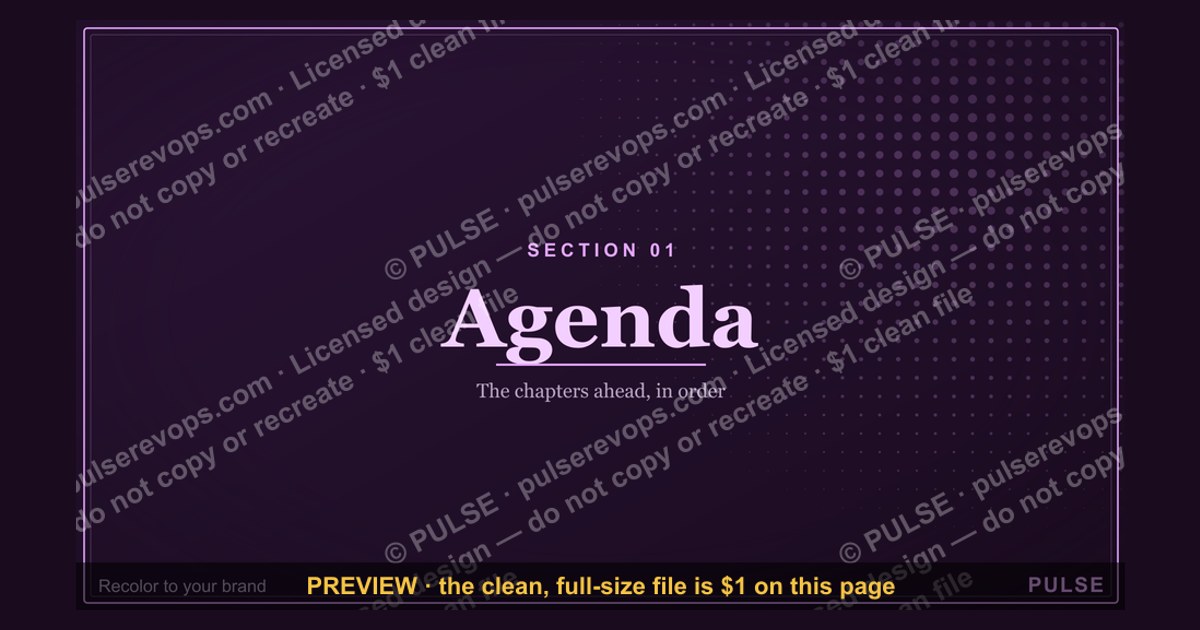 Agenda — Section Divider Slide