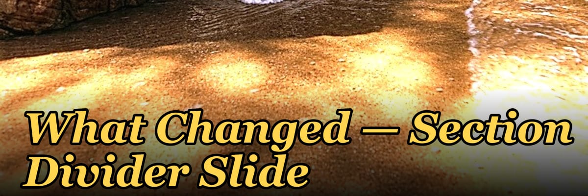 What Changed — Section Divider Slide