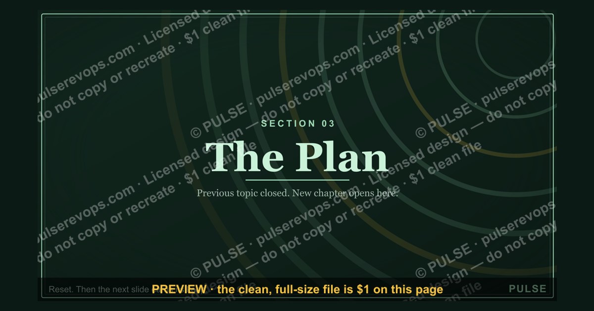 The Plan — Section Divider Slide