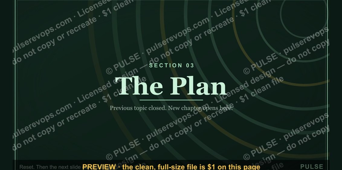 The Plan — Section Divider Slide