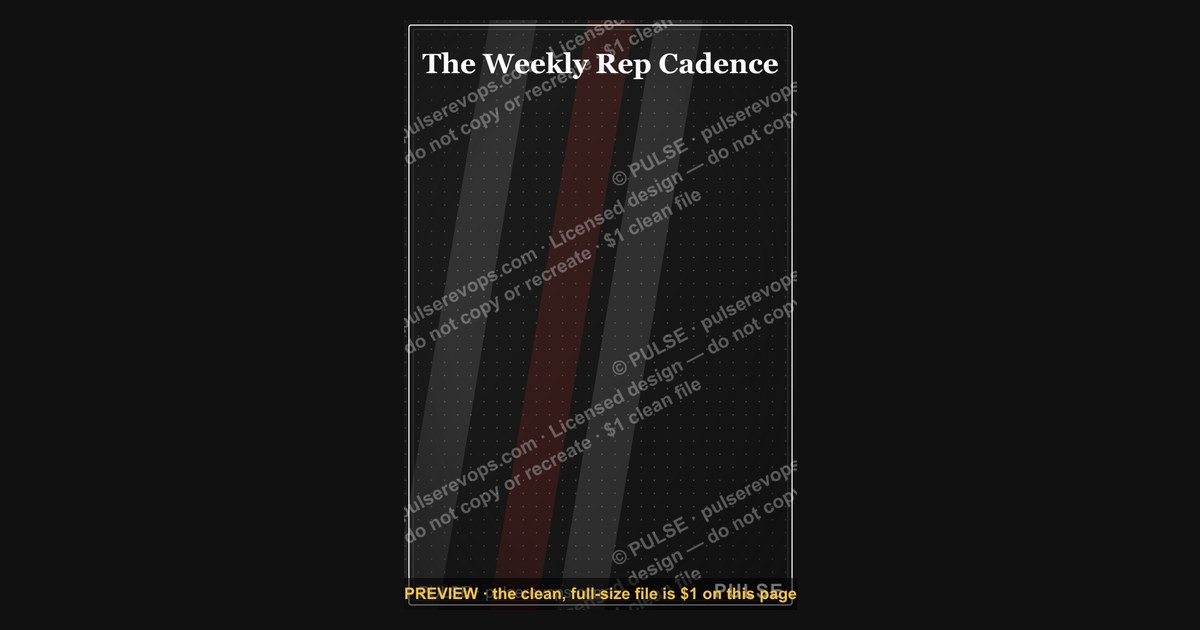 The Weekly Rep Cadence — Infographic