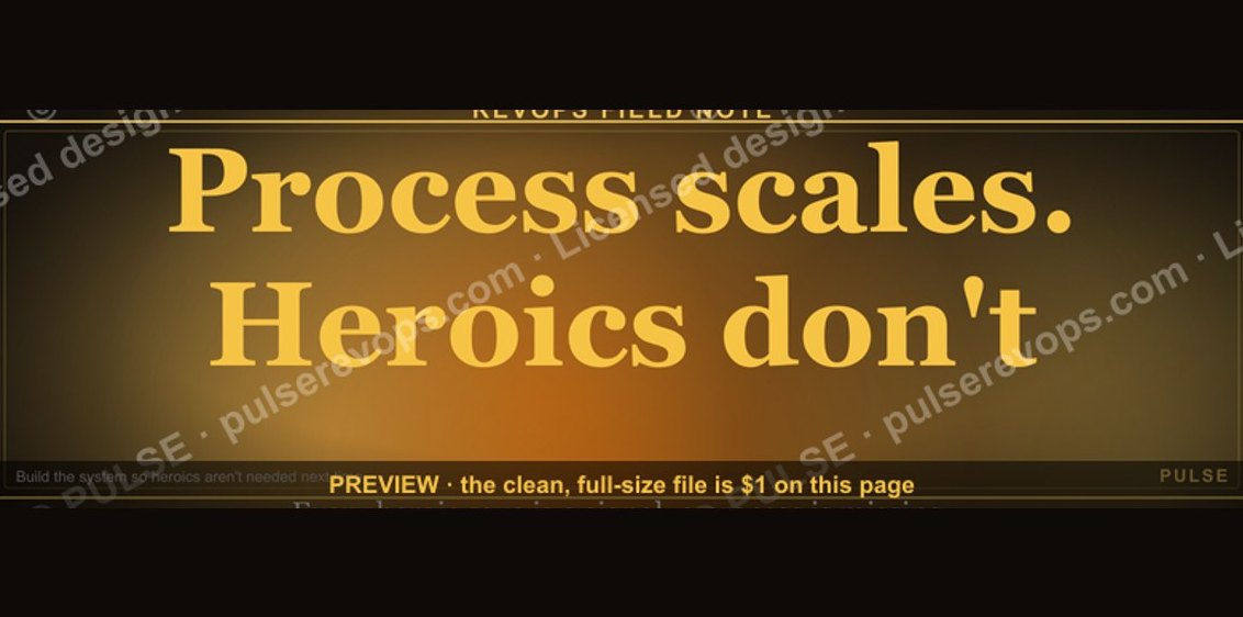 “Process scales. Heroics don't.” — Quote Card