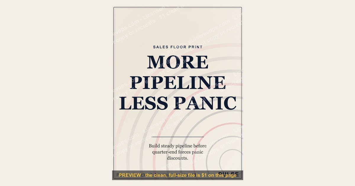 “MORE PIPELINE LESS PANIC” — Sales Floor Print — figure 1