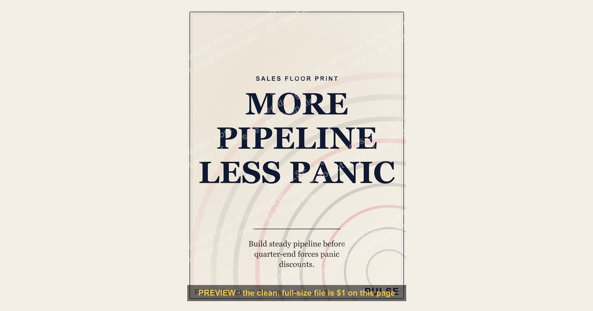 “MORE PIPELINE LESS PANIC” — Sales Floor Print