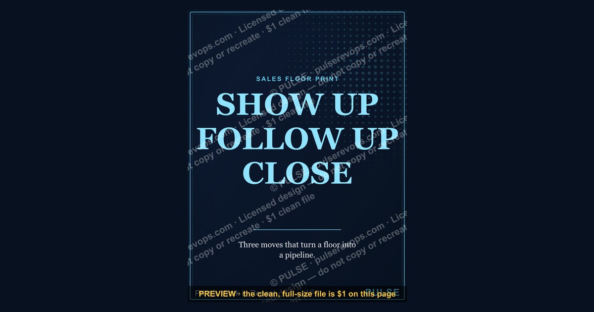 “SHOW UP FOLLOW UP CLOSE” — Sales Floor Print — figure 1