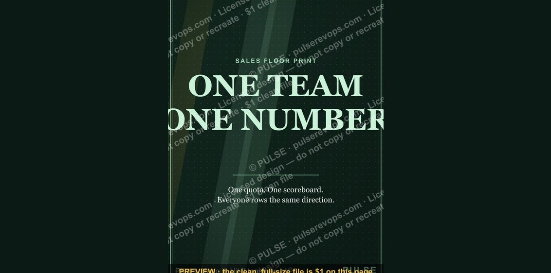 “ONE TEAM ONE NUMBER” — Sales Floor Print