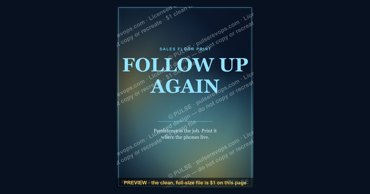 “FOLLOW UP AGAIN” — Sales Floor Print — figure 1