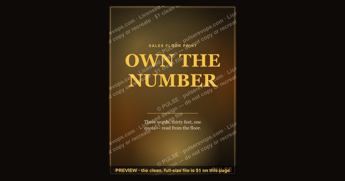 “OWN THE NUMBER” — Sales Floor Print