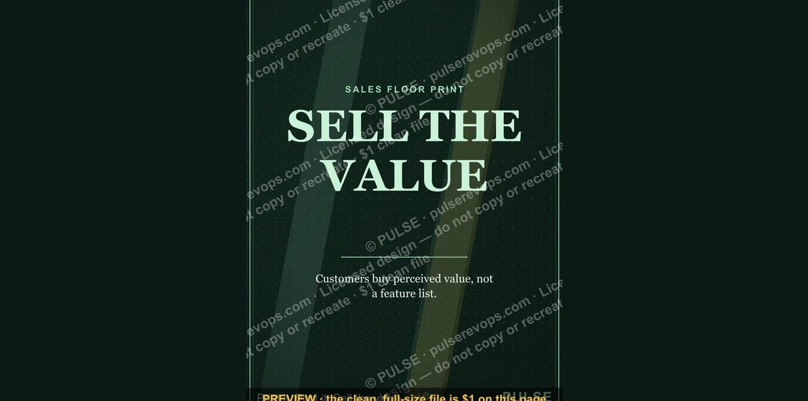 “SELL THE VALUE” — Sales Floor Print