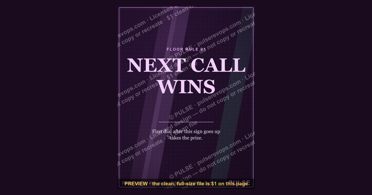 “NEXT CALL WINS” — Sales Floor Print — figure 1
