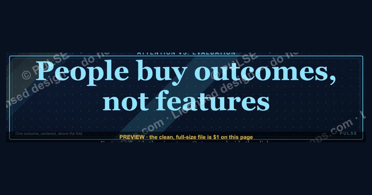 “People buy outcomes, not features.” — LinkedIn Banner