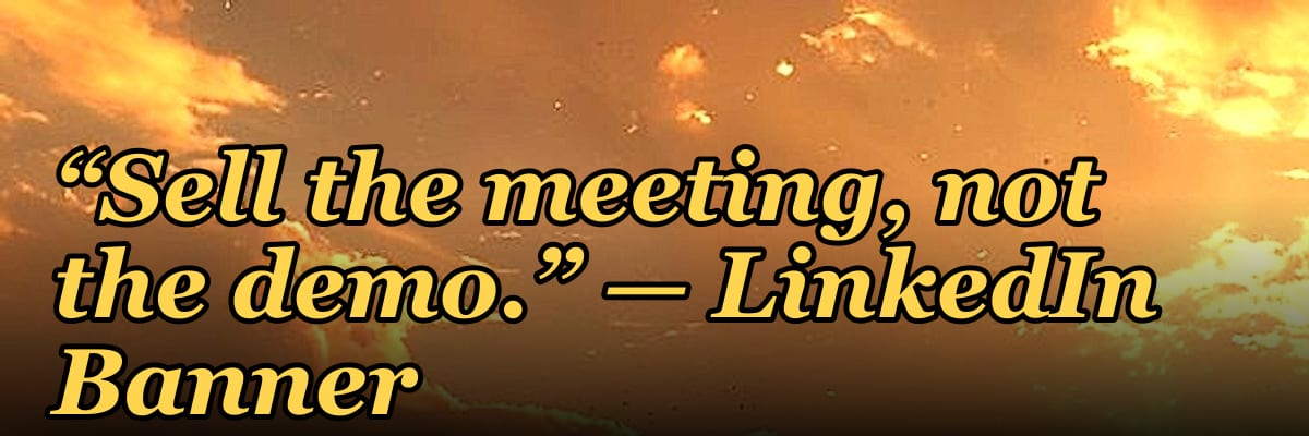“Sell the meeting, not the demo.” — LinkedIn Banner