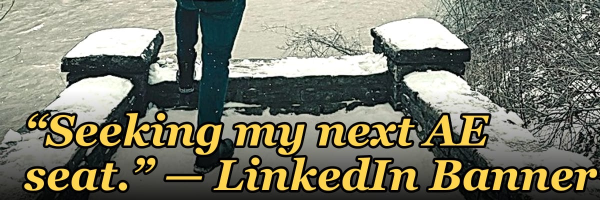 “Seeking my next AE seat.” — LinkedIn Banner