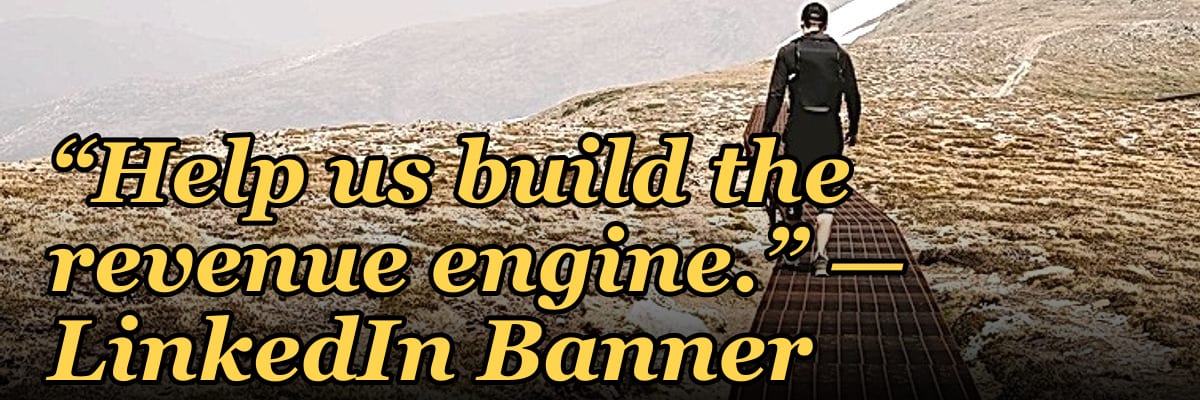 “Help us build the revenue engine.” — LinkedIn Banner