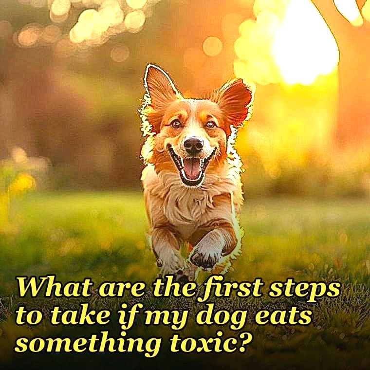 What are the first steps to take if my dog eats something toxic?
