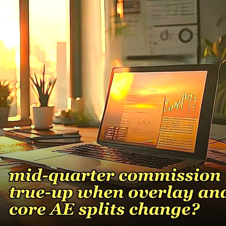How do you run mid-quarter commission true-up when overlay and core AE splits change?