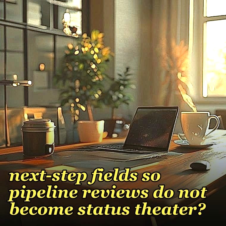 How do you standardize next-step fields so pipeline reviews do not become status theater?
