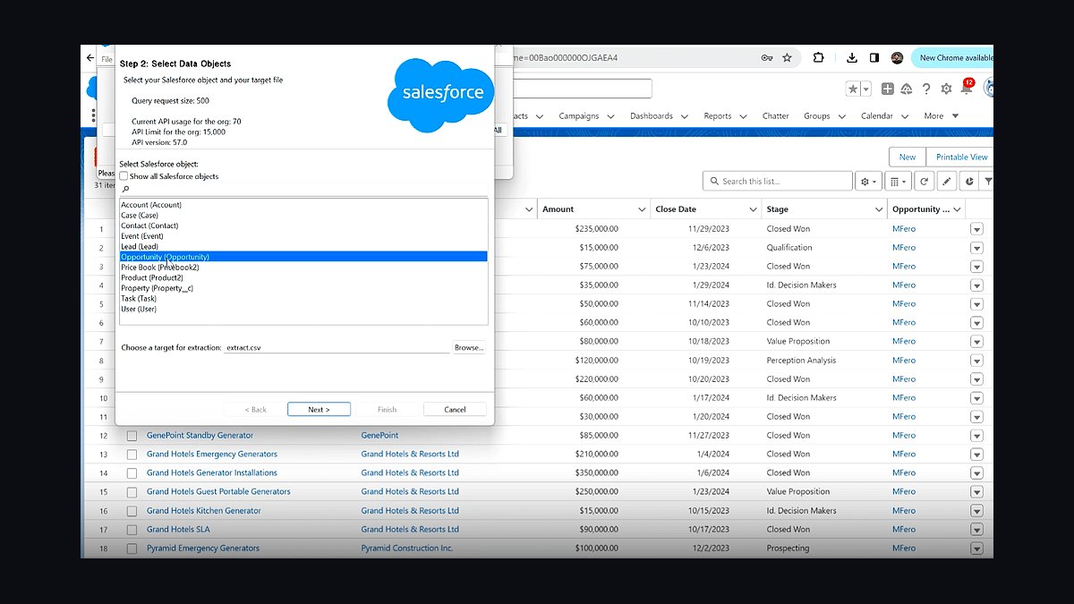 How do you integrate Salesforce opportunity data into Palantir Foundry for account planning in 2027?