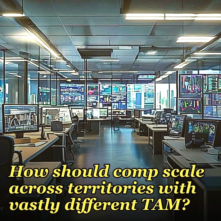 How should comp scale across territories with vastly different TAM?