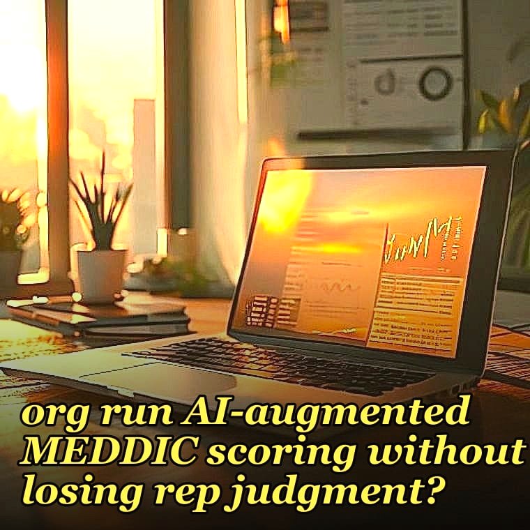 How should a 2027 sales org run AI-augmented MEDDIC scoring without losing rep judgment?