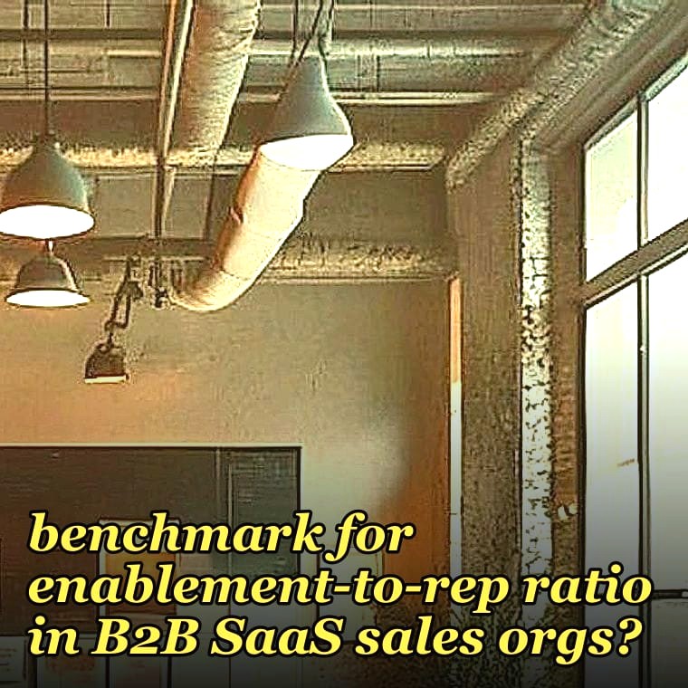 What is the 2027 benchmark for enablement-to-rep ratio in B2B SaaS sales orgs?