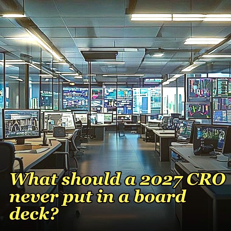 What should a 2027 CRO never put in a board deck?