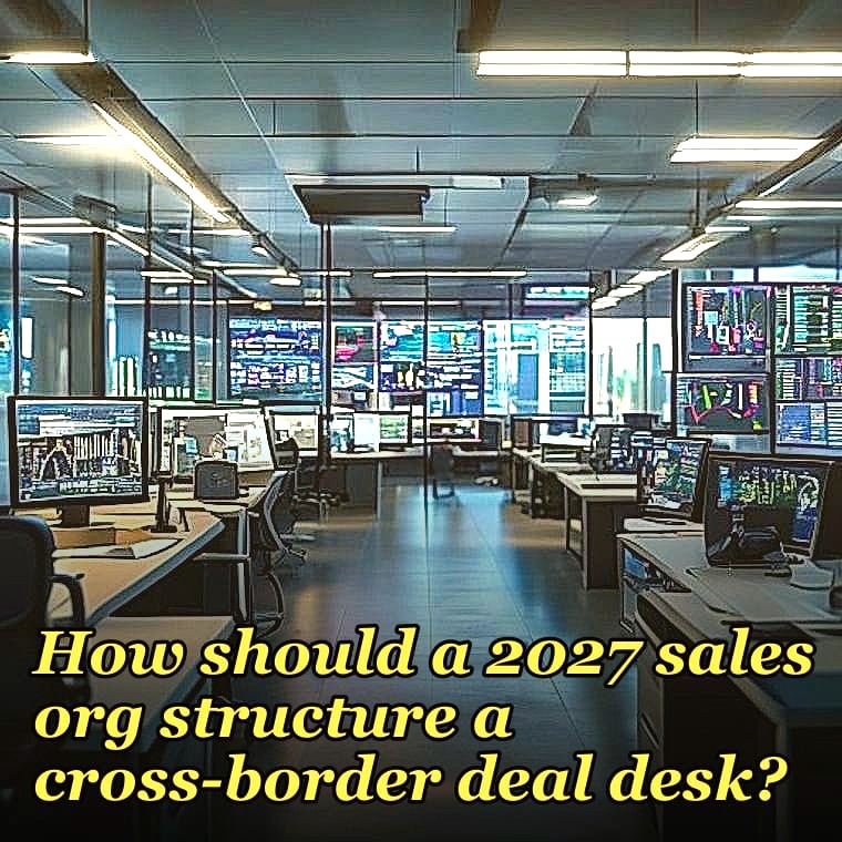 How should a 2027 sales org structure a cross-border deal desk?