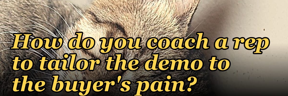 How do you coach a rep to tailor the demo to the buyer's pain?