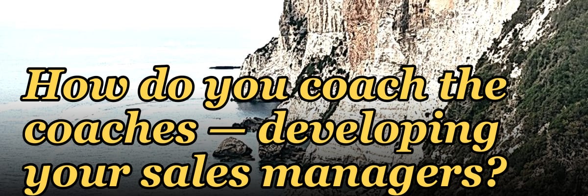How do you coach the coaches — developing your sales managers?