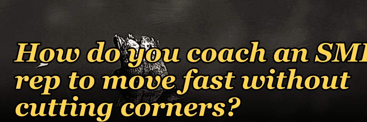 How do you coach an SMB rep to move fast without cutting corners?