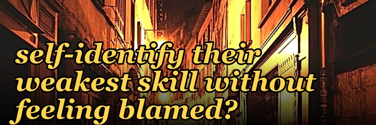 How do you frame a question that encourages a struggling rep to self-identify their weakest skill without feeling blamed?