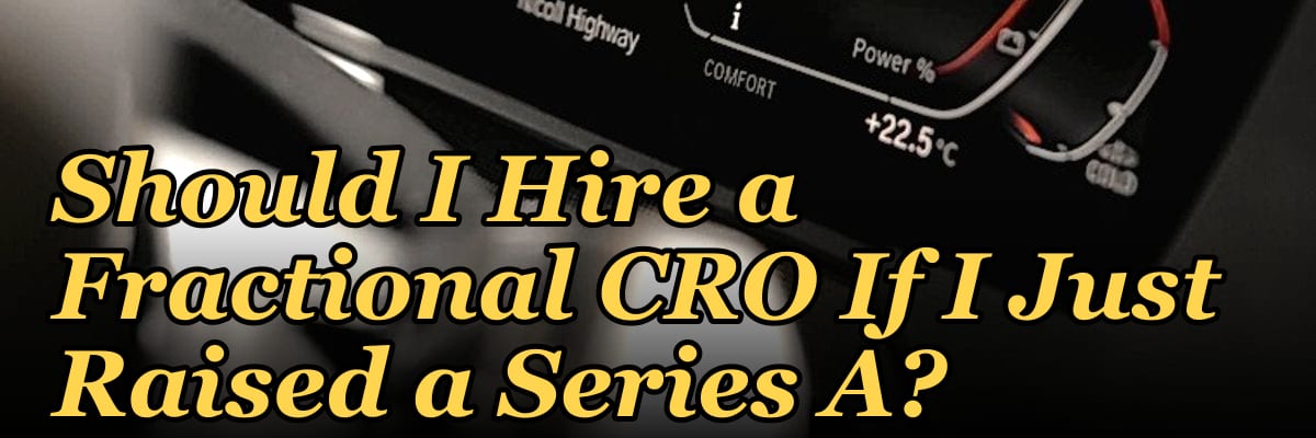 Should I Hire a Fractional CRO If I Just Raised a Series A?
