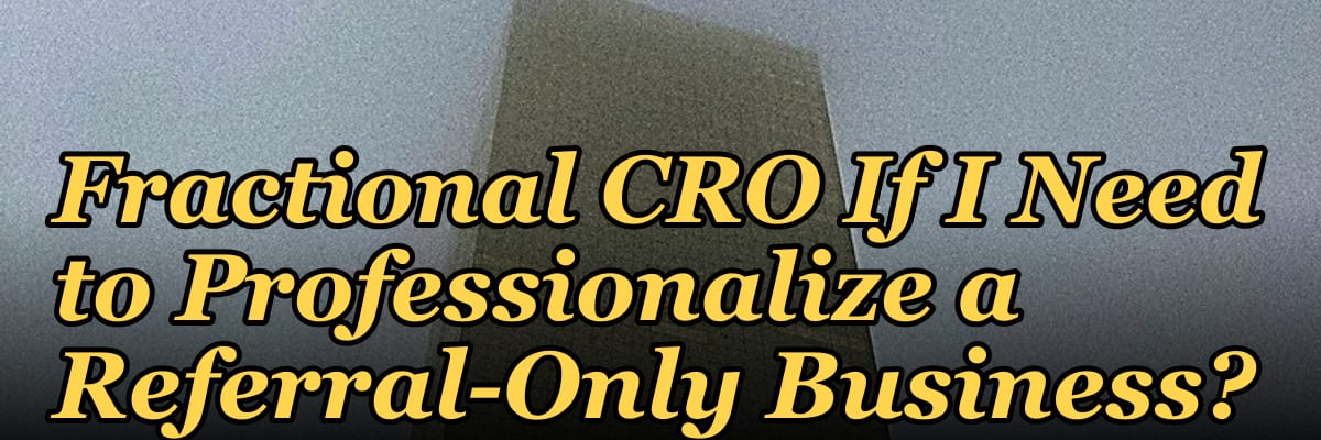 Should I Hire a Fractional CRO If I Need to Professionalize a Referral-Only Business?