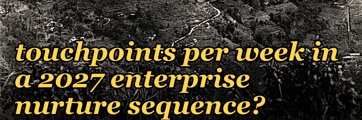 What is the optimal number of AI-generated touchpoints per week in a 2027 enterprise nurture sequence?