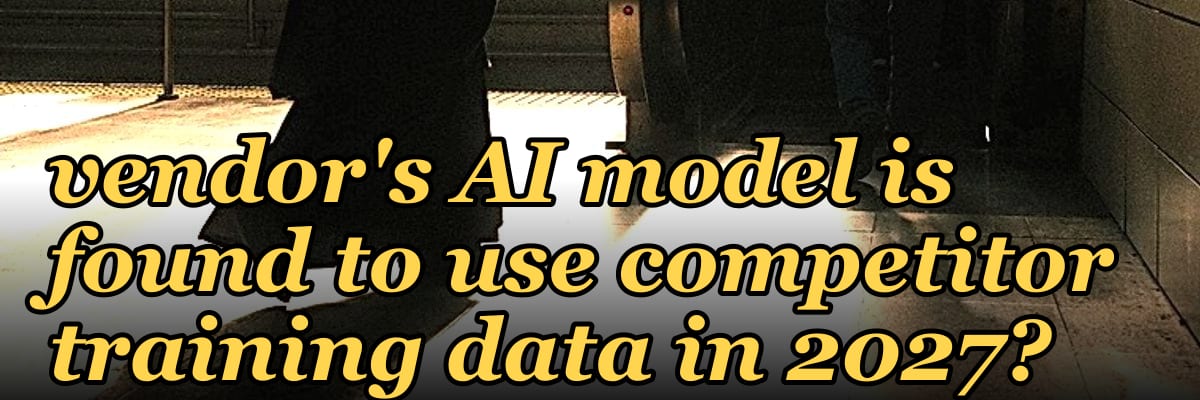 What triggers a buying committee to pause procurement when a vendor's AI model is found to use competitor training data in 2027?