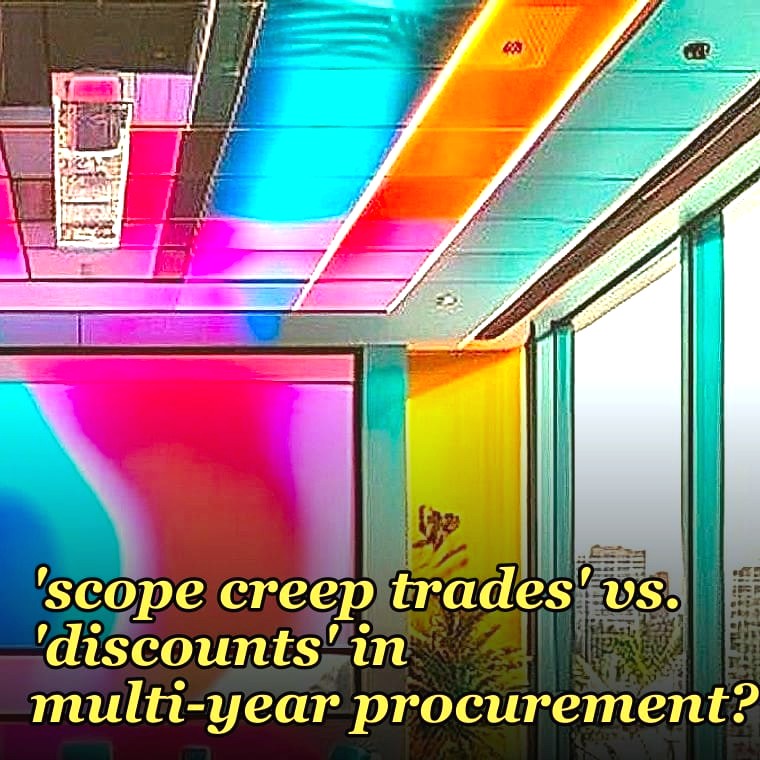 How do you position pricing concessions as 'scope creep trades' vs. 'discounts' in multi-year procurement?