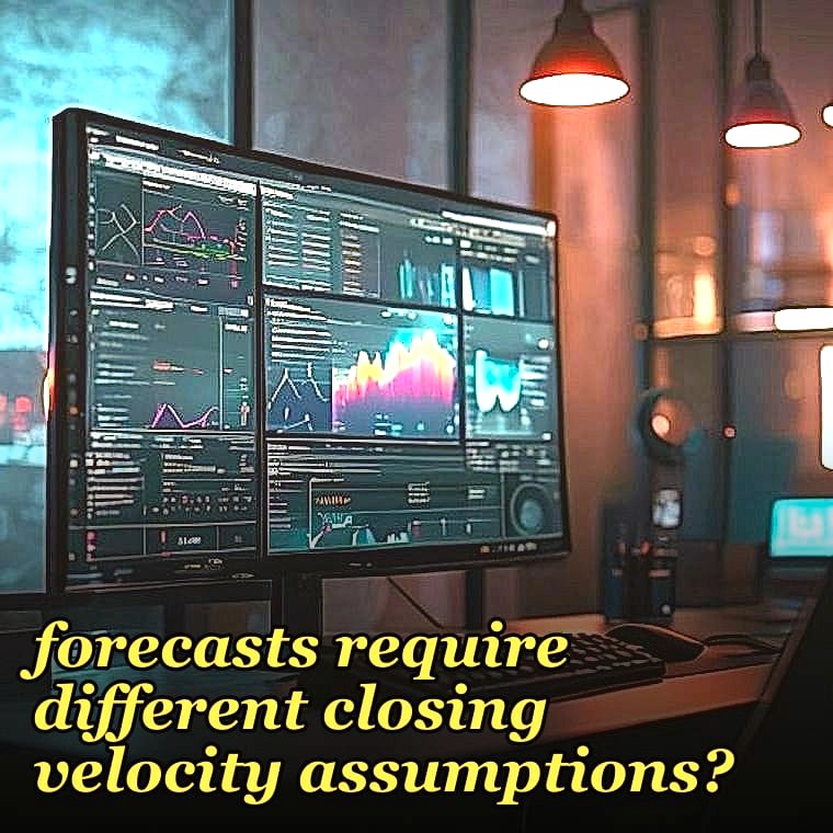 Why do commit, best-case, and pipeline forecasts require different closing velocity assumptions?