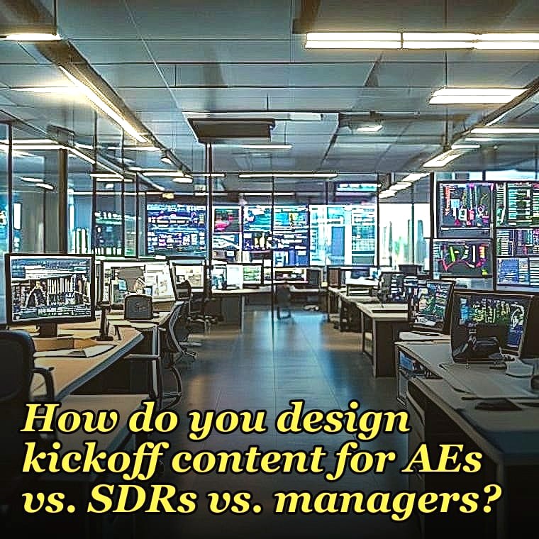How do you design kickoff content for AEs vs. SDRs vs. managers?