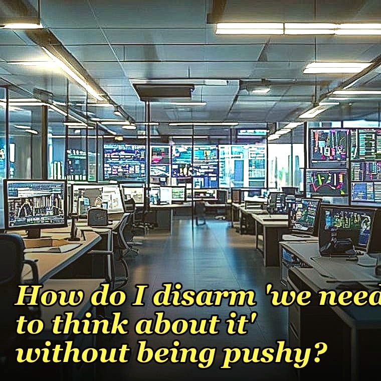 How do I disarm 'we need to think about it' without being pushy?
